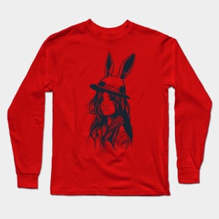 a girl in a rabbit hat Long Sleeve T-Shirt
